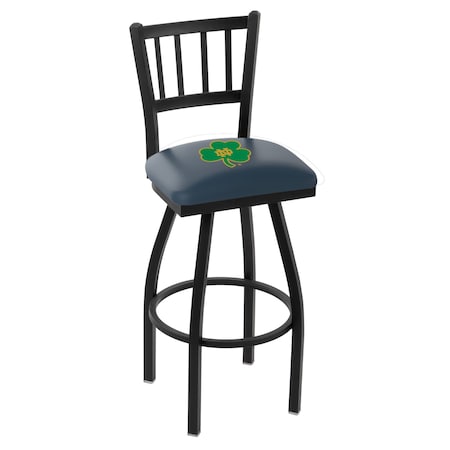 Holland Bar Stool Co 25" Blk Wrinkle Notre Dame Shamrock Swivel Bar Stool, Jailhouse Back L01825ND-Shm
